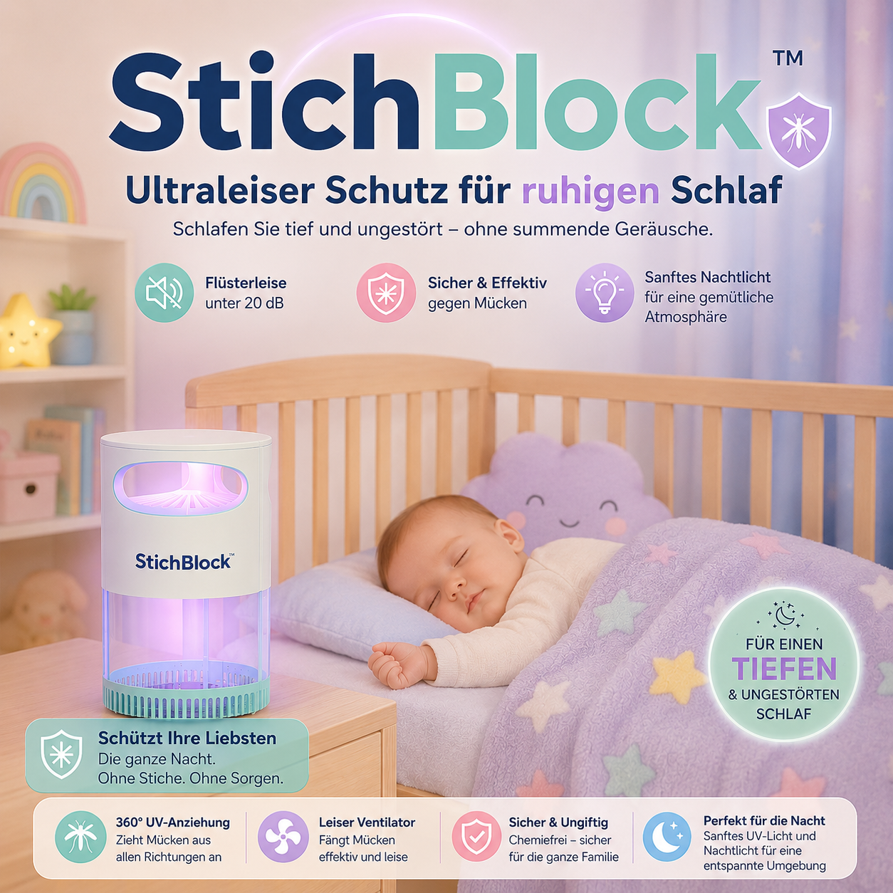 StichBlock™ UV-Mückenfänger im Kinderzimmer