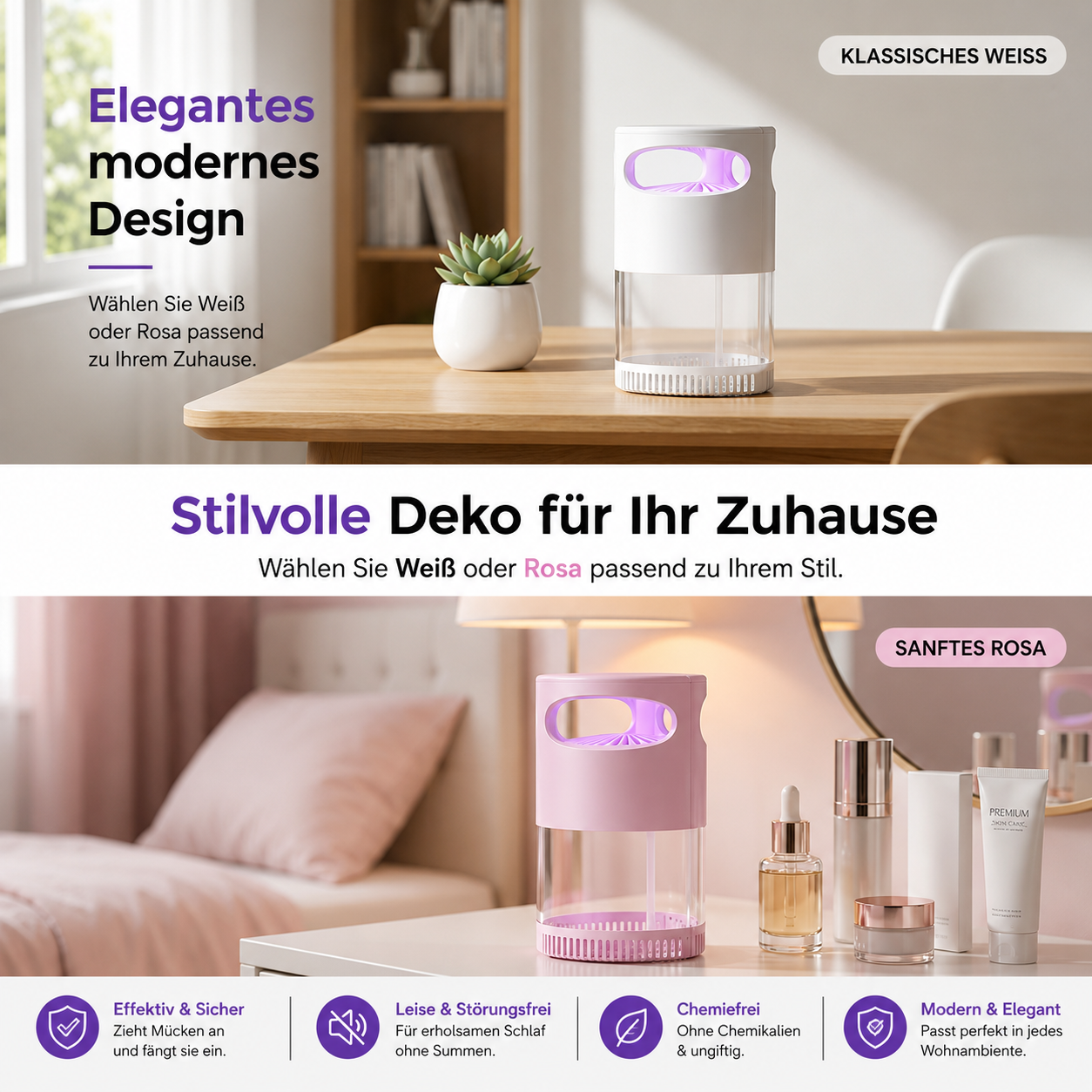 StichBlock™ Elegantes modernes Design – Weiß oder Rosa passend zum Zuhause